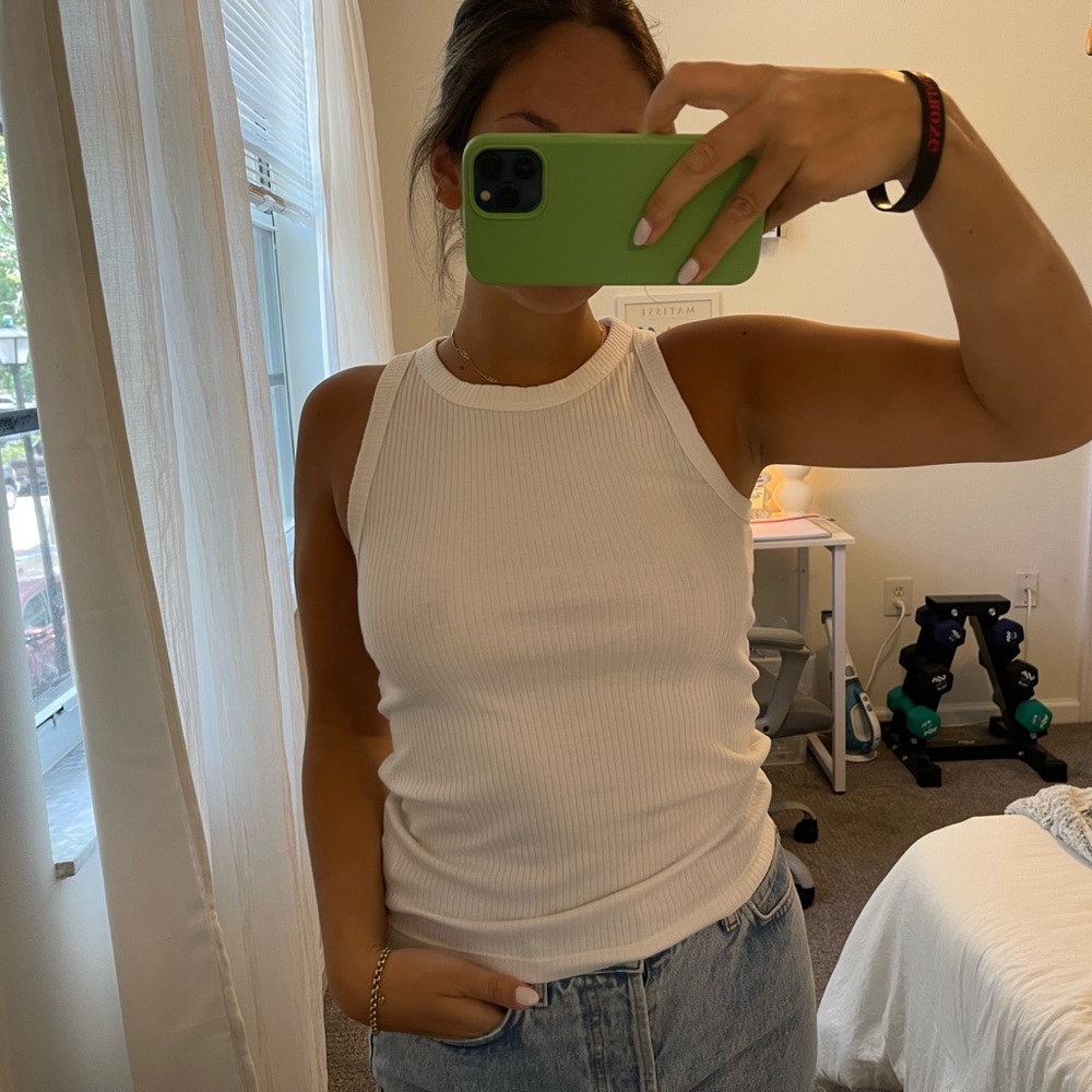 GAP full length ribbed white tank